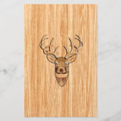 White Tail Deer Head Wood Grain Background Briefpapier (Voorkant)