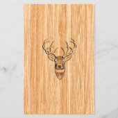 White Tail Deer Head Wood Grain Background Flyer (Voorkant)