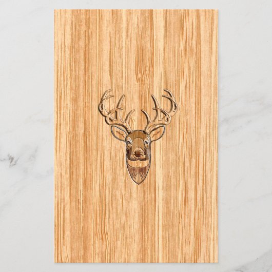 White Tail Deer Head Wood Grain Background Flyer (Voorkant)