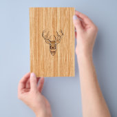 White Tail Deer Head Wood Grain Background Flyer (Hand)