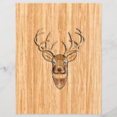 White Tail Deer Head Wood Grain Background Flyer (Voorkant)