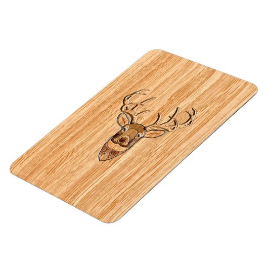 White Tail Deer Head Wood Grain Background Magneet (Linkerzijde)