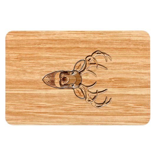 White Tail Deer Head Wood Grain Background Magneet (Horizontaal)
