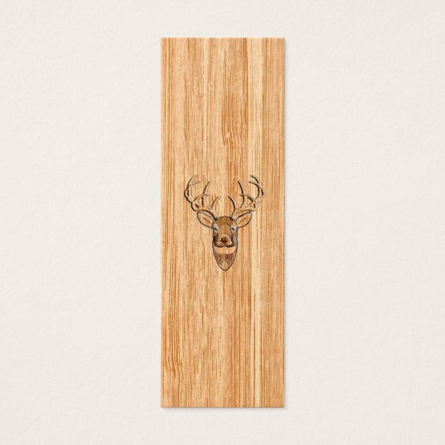 White Tail Deer Head Wood Grain Background Mini Visitekaartjes (Voorkant)