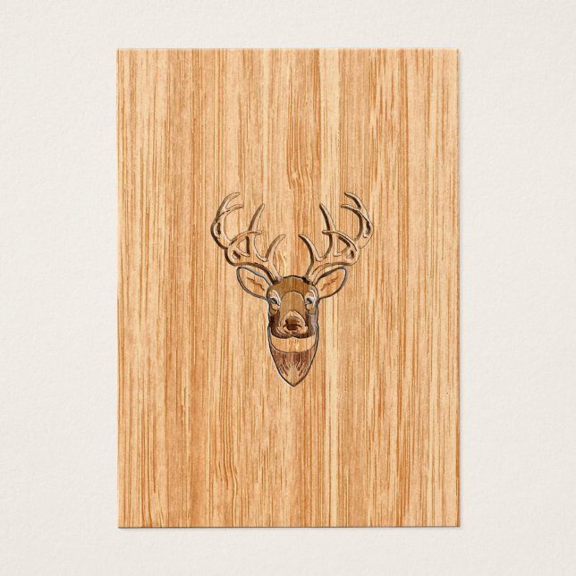 White Tail Deer Head Wood Grain Background Visitekaartjes (Voorkant)