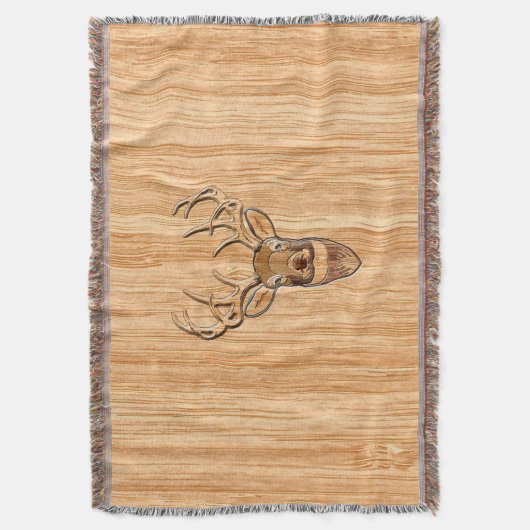 White Tail Deer Head Wood Grain Decor Deken (Voorkant Verticaal)