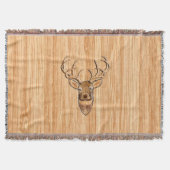 White Tail Deer Head Wood Grain Decor Deken (Voorkant)