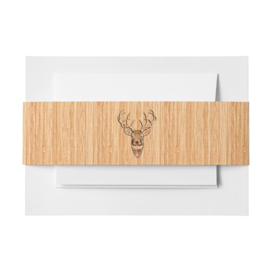 White Tail Deer Head Wood Grain Decor Uitnodigingen Wikkel (Voorkant Voorbeeld)