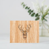 White Tail Deer Head Wood Grain Design Briefkaart (Staand voorkant)