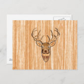 White Tail Deer Head Wood Grain Design Briefkaart (Voorkant / Achterkant)