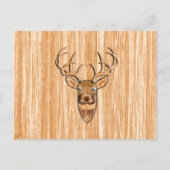 White Tail Deer Head Wood Grain Design Briefkaart (Voorkant)