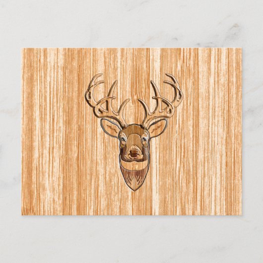 White Tail Deer Head Wood Grain Design Briefkaart (Voorkant)