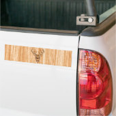White Tail Deer Head Wood Grain Design Bumpersticker (Op Truck)