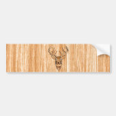 White Tail Deer Head Wood Grain Design Bumpersticker (Voorkant)