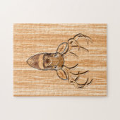 White Tail Deer Head Wood Grain Design Legpuzzel (Horizontaal)