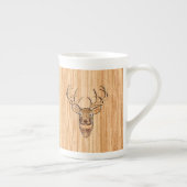 White Tail Deer Head Wood Grain Design Porselein Kop (Rechts)