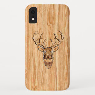 White Tail Deer Head Wood Grain Style Decor Case-Mate iPhone Case
