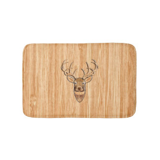 White Tail Deer Head Wood Gray Style Display Badmat