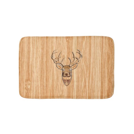 White Tail Deer Head Wood Gray Style Display Badmat (Voorkant)