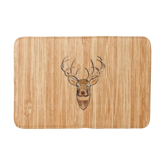 White Tail Deer Head Wood Gray Style Display Badmat (Voorkant)