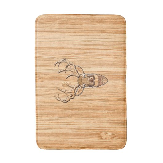 White Tail Deer Head Wood Gray Style Display Badmat (Voorkant Verticaal)