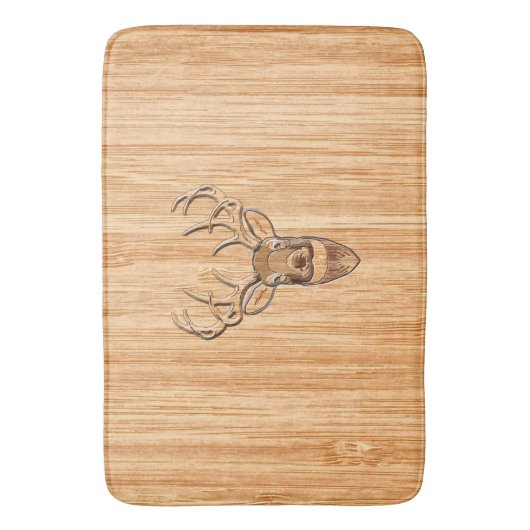 White Tail Deer Head Wood Gray Style Display Badmat (Voorkant Verticaal)