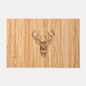 White Tail Deer Head Wood Gray Style Display Deurmat (Voorkant)