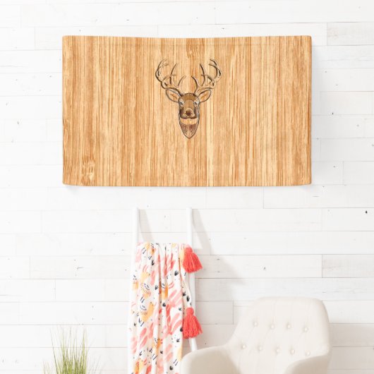 White Tail Deer Head Wood Gray Style Display Spandoek (Insitu)
