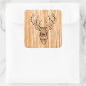 White Tail Deer Head Wood Inlay Grain Stijl Vierkante Sticker (Tas)