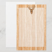 White Tail Deer Head Wood Inlay Grain Style Decor Briefpapier (Voorkant / Achterkant)