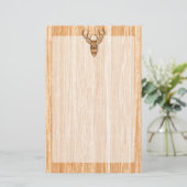 White Tail Deer Head Wood Inlay Grain Style Decor Briefpapier (Staand voorkant)