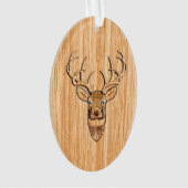 White Tail Deer Head Wood Inlay Grain Style Decor Ornament (voorkant)