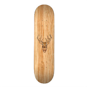 White Tail Deer Head Wood Inlay Grain Style Decor Persoonlijk Skateboard