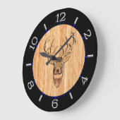 White Tail Deer Head Wood Inlay Style Grote Klok (Hoek)