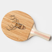 White Tail Deer Head Wood Inlay Style Tafeltennisbatje (Zijkant)