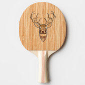 White Tail Deer Head Wood Inlay Style Tafeltennisbatje (Voorkant)