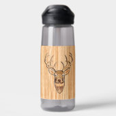 White Tail Deer Head Wood Inlay Style Waterfles (Achterkant)