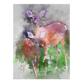 White Tail Deer in Waterverf Perfect Poster