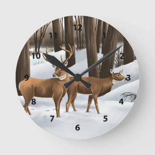 White Tail Deer-klokken Ronde Klok