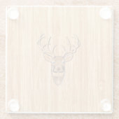 White Tail Deer Trophy Wood Grain Style Glazen Onderzetter (Achterkant)