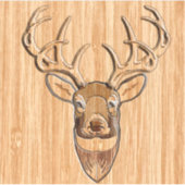 White Tail Deer Trophy Wood Grain Style Sticker (Voorkant)