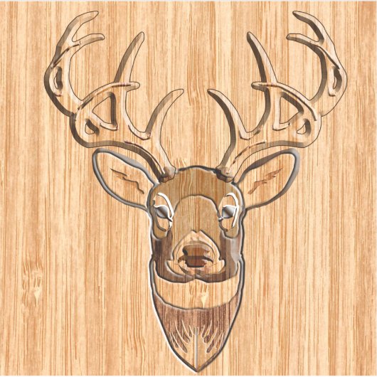White Tail Deer Trophy Wood Grain Style Sticker (Voorkant)