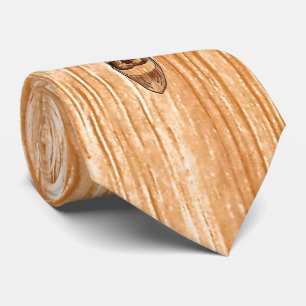 White Tail Deer Trophy Wood Grain Style Stropdas