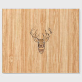White Tail Deer Wood Grain Style Grafisch Cadeaupapier (Vlak)