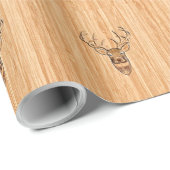 White Tail Deer Wood Grain Style Grafisch Cadeaupapier (Rol Hoek)