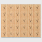 White Tail Deer Wood Grain Style Grafisch Cadeaupapier (Vlak)