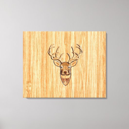 White Tail Deer Wood Grain Style Grafisch Canvas Afdruk (Voorkant)