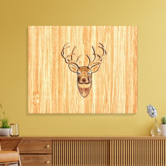 White Tail Deer Wood Grain Style Grafisch Canvas Afdruk (Insitu (Woonkamer))