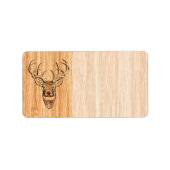White Tail Deer Wood Grain Style Grafisch Etiket (Voorkant)