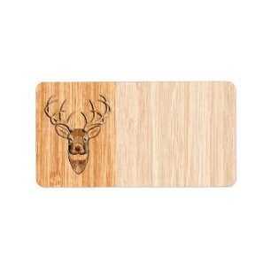 White Tail Deer Wood Grain Style Grafisch Etiket